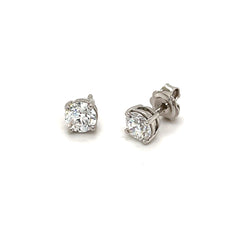 Diamonds Studs Earrings Round Cut 1.80ct in 18k White Gold GIA Certified