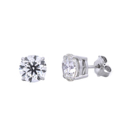 Diamonds Studs Earrings Round Cut 6.00ct in 18k White Gold WGI Certified