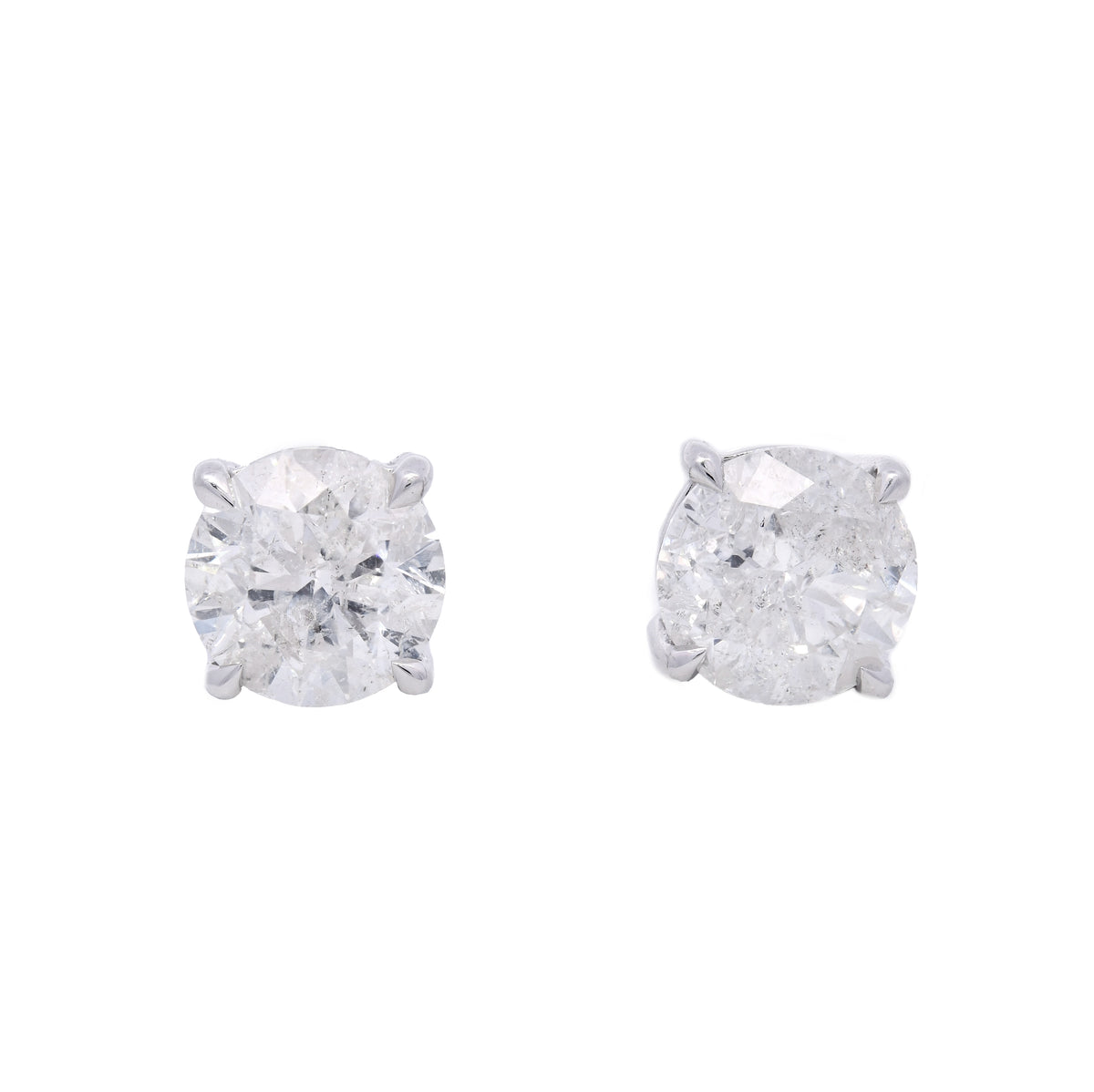 Diamonds Studs Earrings Round Cut 4.17 ct in 18k White Gold WGI Certified