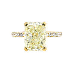 Radiant Cut Engagement RIng 4.04ct in 18k Yellow Gold WGI Certified