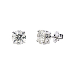 Natural Diamonds Studs Earrings Round Cut 4.04ct in 18k White Gold WGI Certified