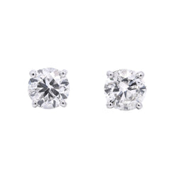 Diamonds Studs Earrings Round Shape 4.21 ct in 18k White Gold WGI Certified