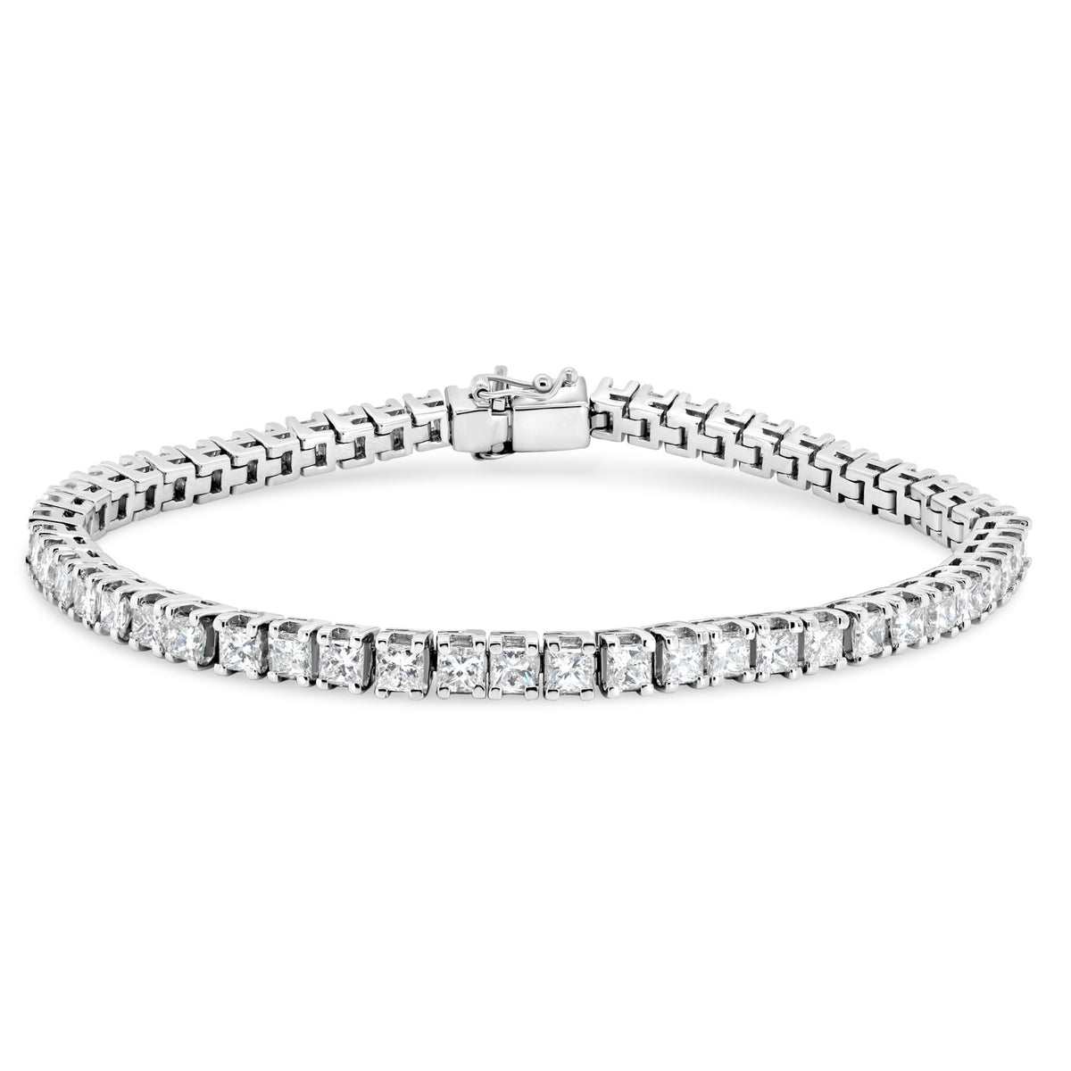 Tennis Bracelet Princess Cut 9.02ct - 18k White Gold