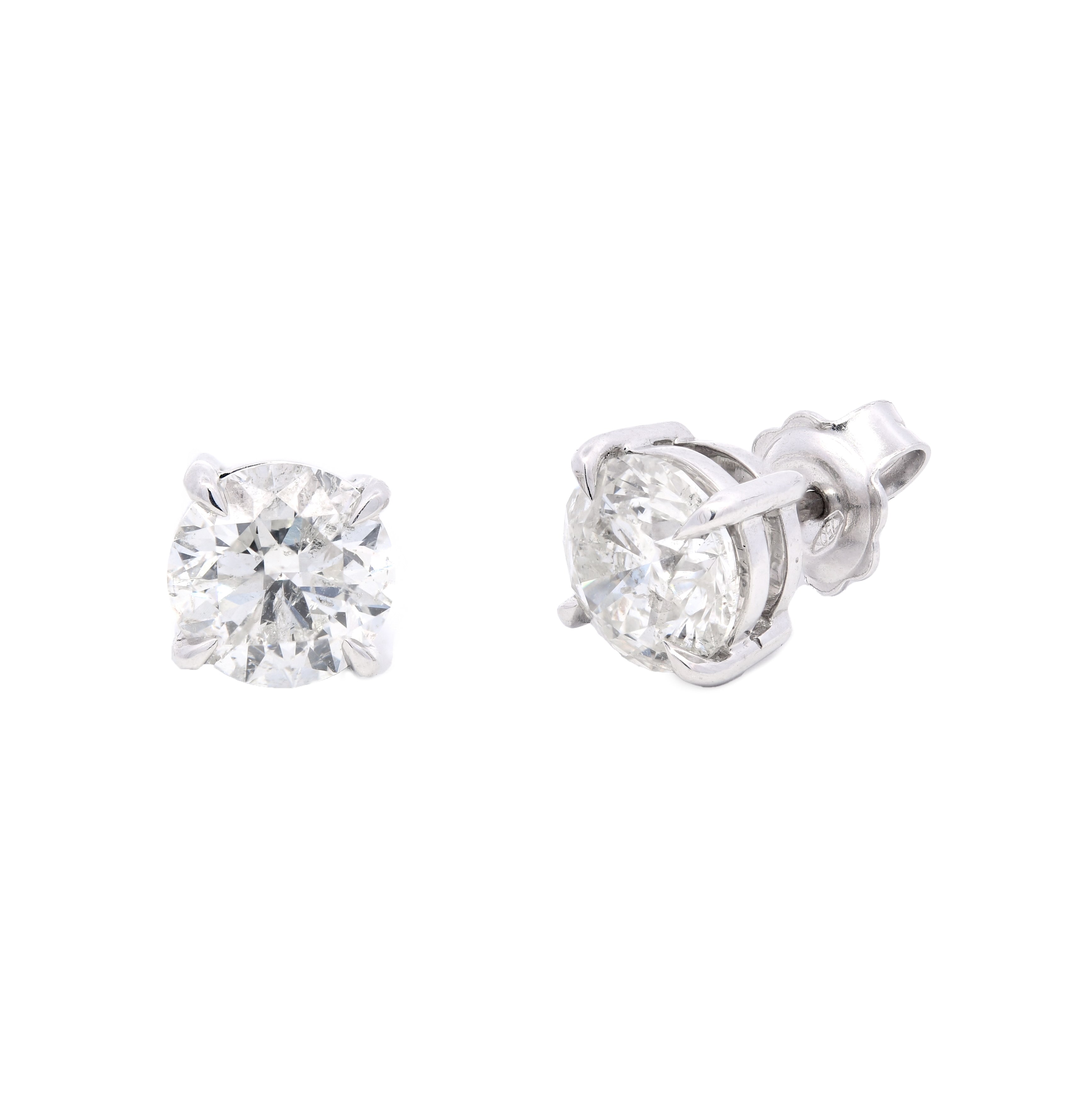 Diamonds Studs Earrings Round Cut 4.16 ct in 18k White Gold