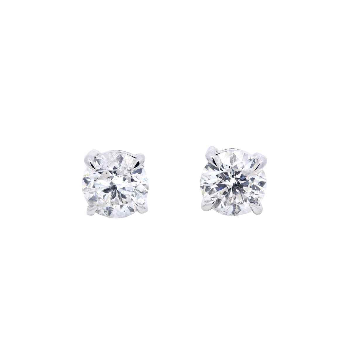 Diamonds Studs Earrings Round Cut 4.16 ct in 18k White Gold