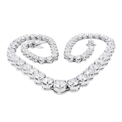 Tennis Necklace Round Cut 53.23ct in 18k White Gold