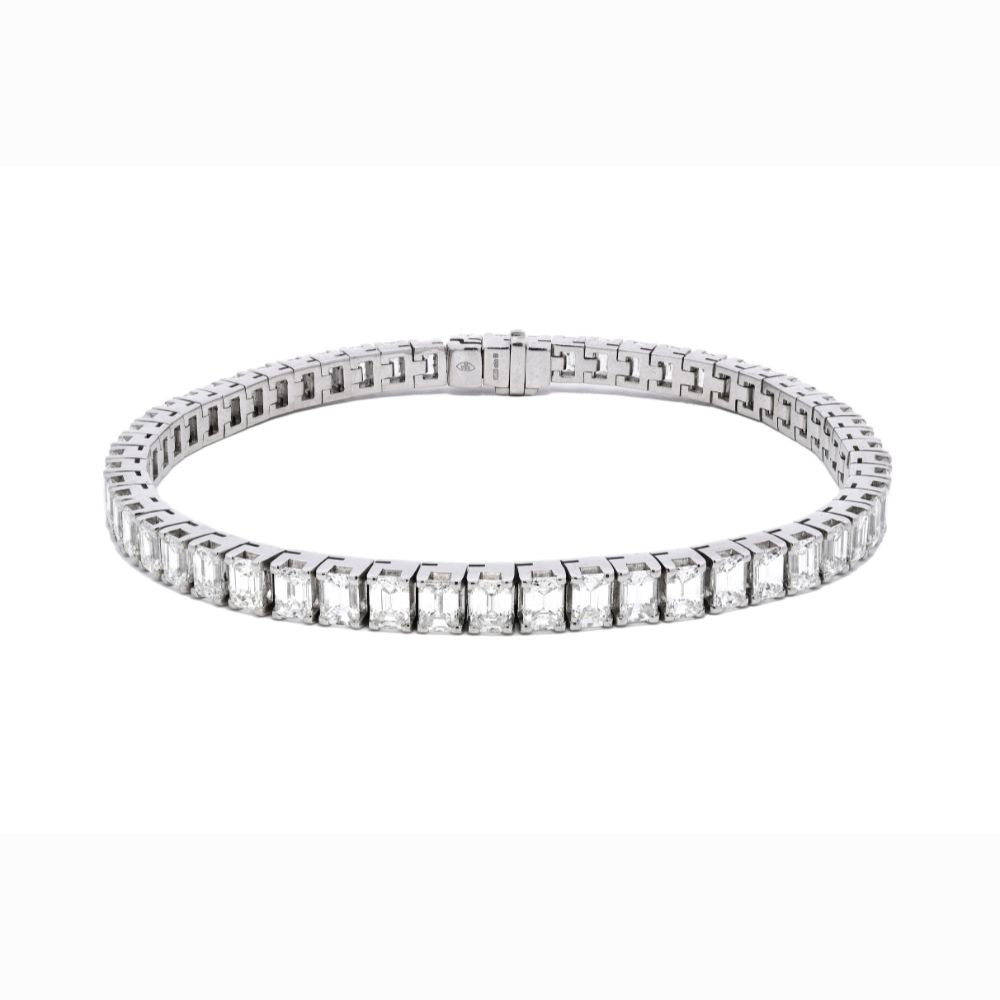 Tennis Bracelet Emerald Cut 13.36cts - 14K White Gold