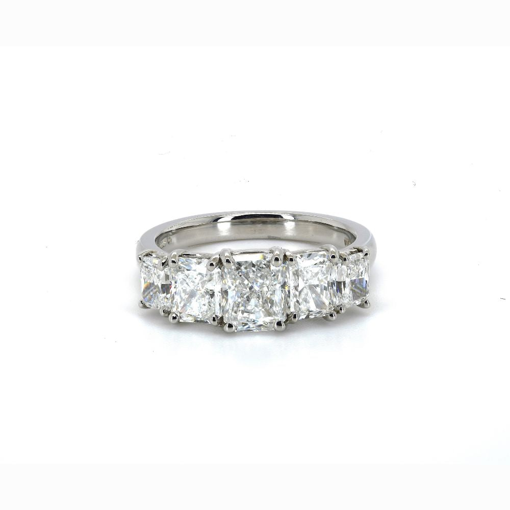 5 Stone Diamonds Unique Ring Radiant cut 2.83 ct in Total in Platinum 950 GIA Certified