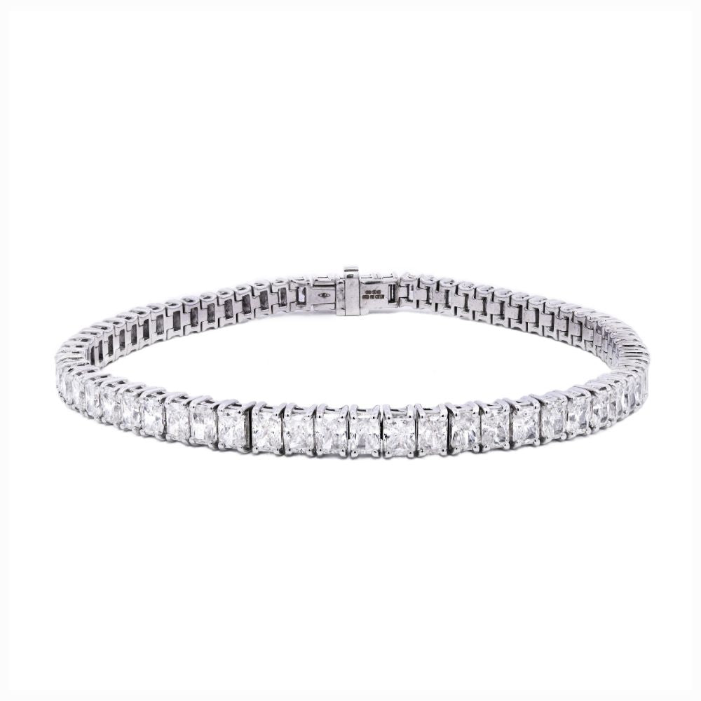 Tennis Bracelet 10.16ct Radiant Cut 18k White Gold