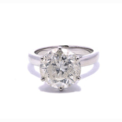 Solitaire Ring Round Cut 5.02 ct in Platinum 950 with WGI Certified