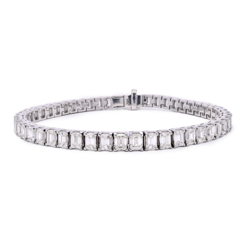 Tennis Bracelet Emerald Cut 12.22ct Platinum 950