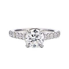 Round Brilliant Shoulder Engagement Ring Total carats 2.02 in Platinum 950 WGI Certified