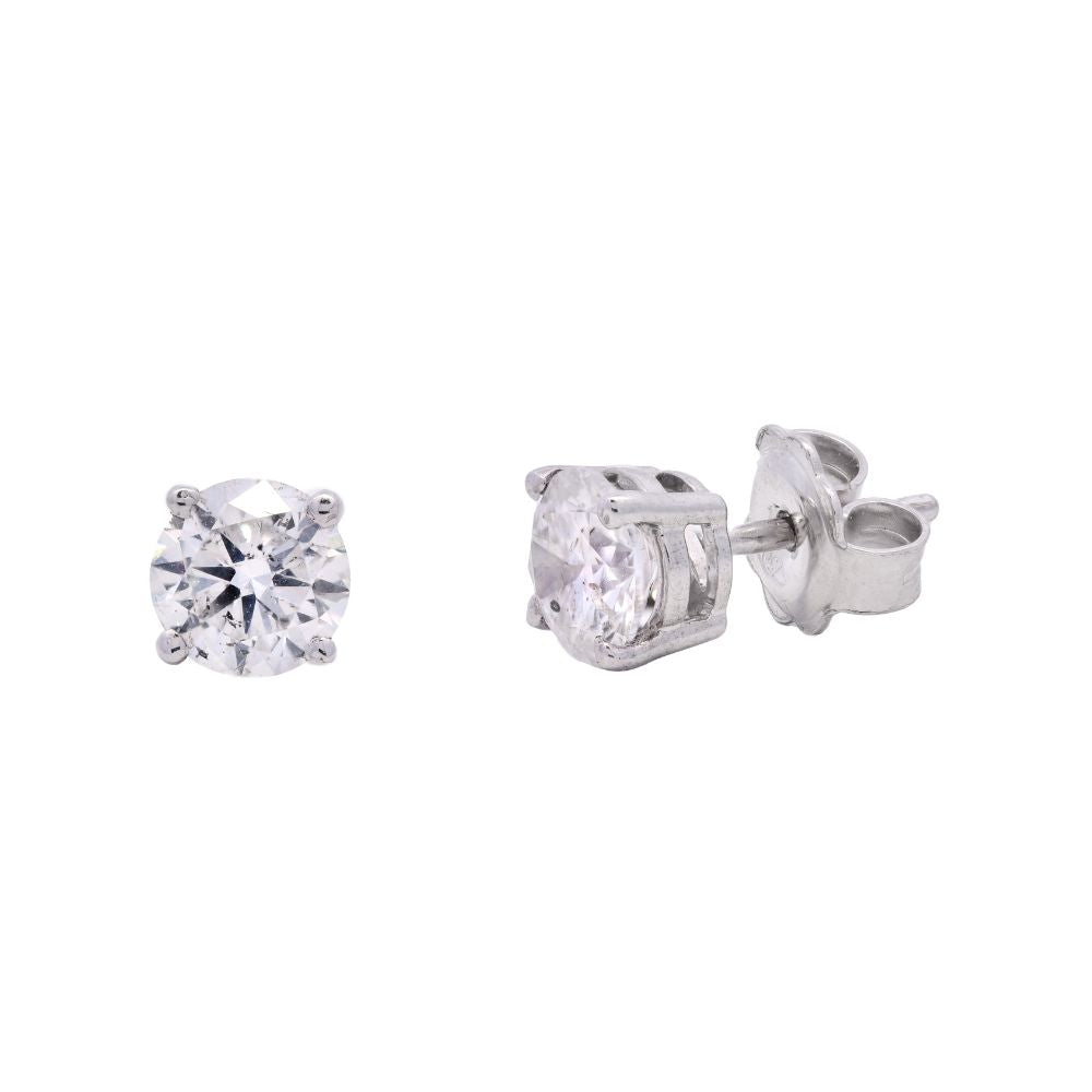 Natural DIamonds Studs 1.86 cts in 18k White Gold